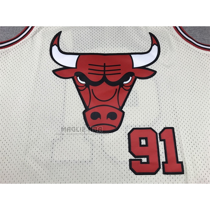 Maglia
 Dennis Rodman NO 91 Chicago Bulls Mitchell & Ness Chainstitch Crema
